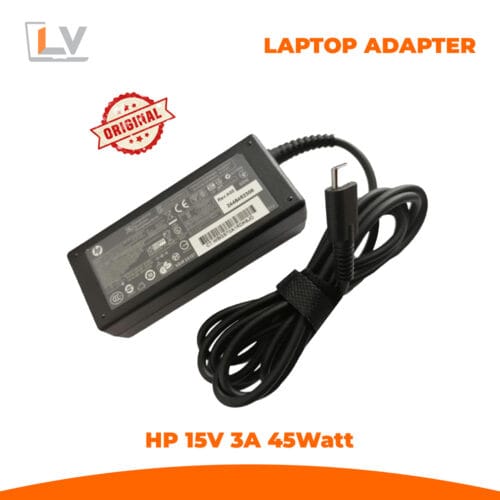 HP USB Type-C 45W Laptop Charger – 15V 3A Fast Charging Adapter | Original-Quality | 12-Month Warranty